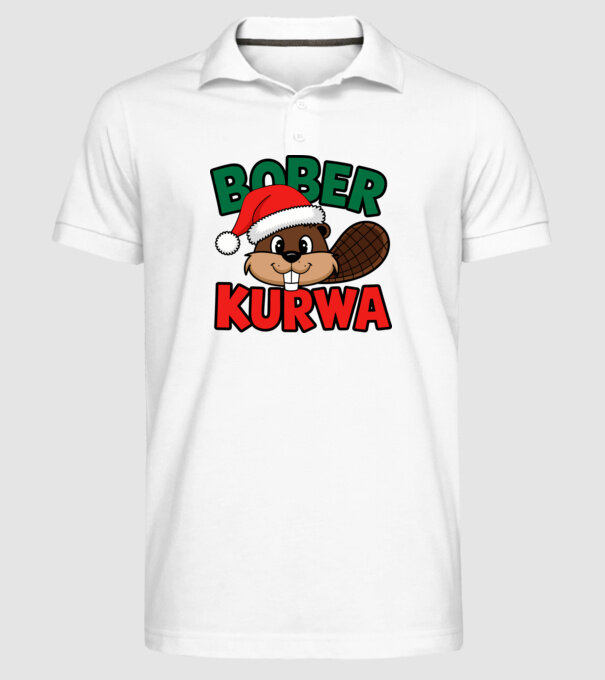 Bober kurwa xmas model alb pe tricou