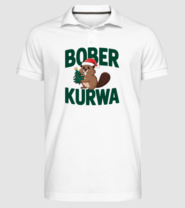 Bober kurwa xmas model alb pe tricou
