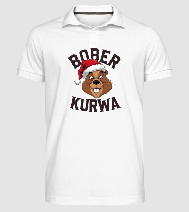 Bober kurwa xmas model alb pe tricou