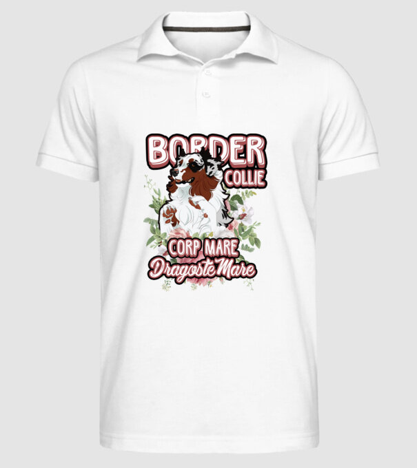 border collie - multă blană multă dragoste model alb pe tricou