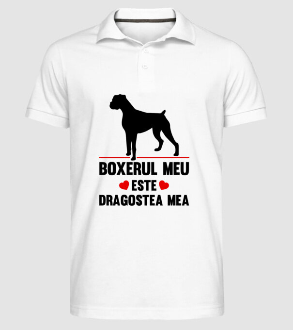 boxerul meu este dragostea mea model alb pe tricou