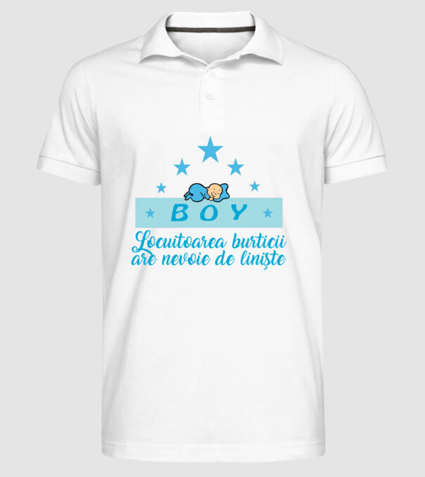 BOY- Locuitorul burticii are nevoie liniște model alb pe tricou
