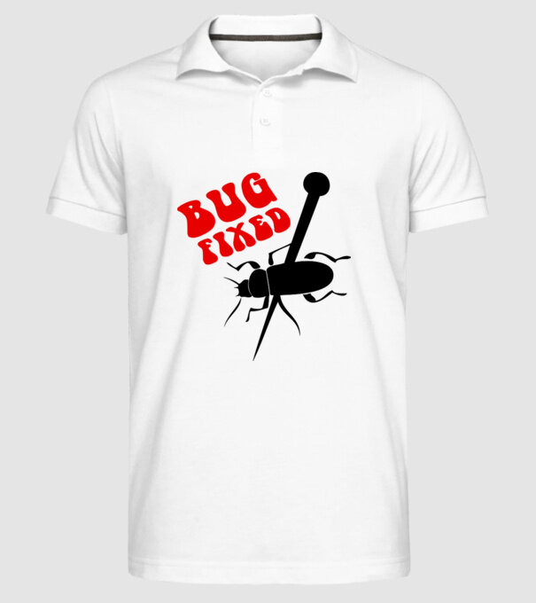 Bug fixed model alb pe tricou