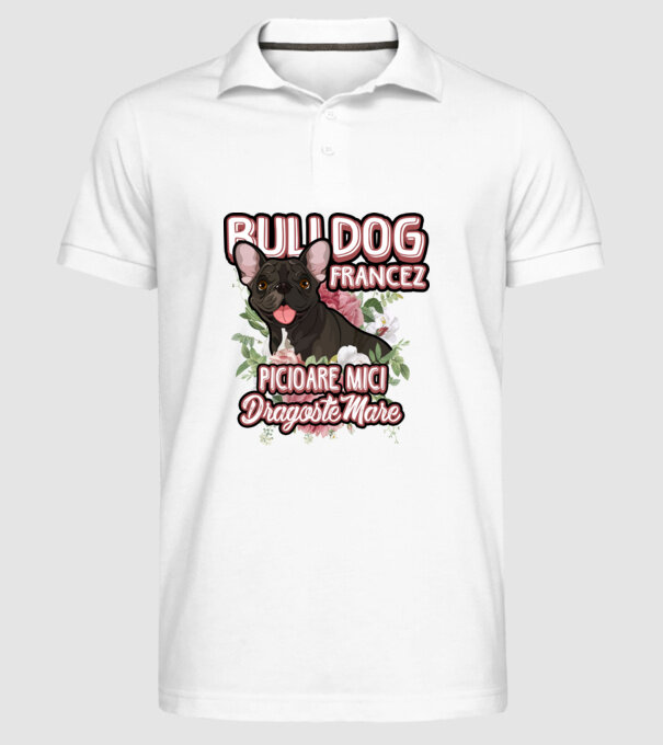 bulldog francez - picioare mici dragoste mare model alb pe tricou