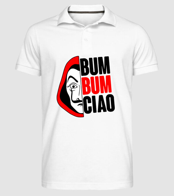 bumbum ciao money heist model alb pe tricou