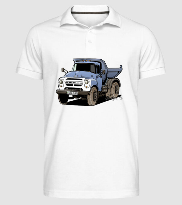 Camioane model alb pe tricou