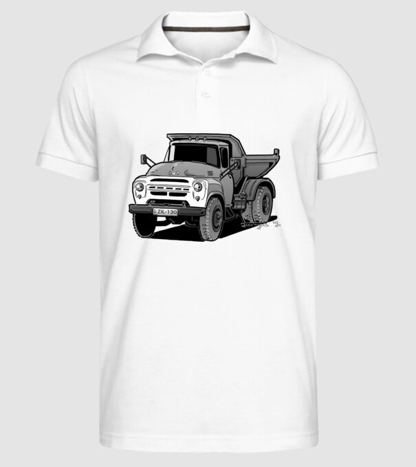Camioane model alb pe tricou