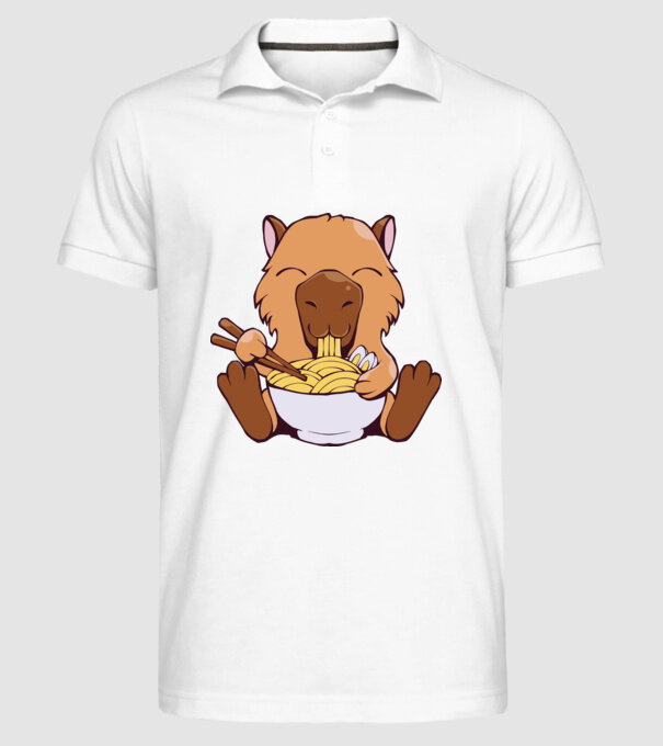 Capibară Ramen model alb pe tricou