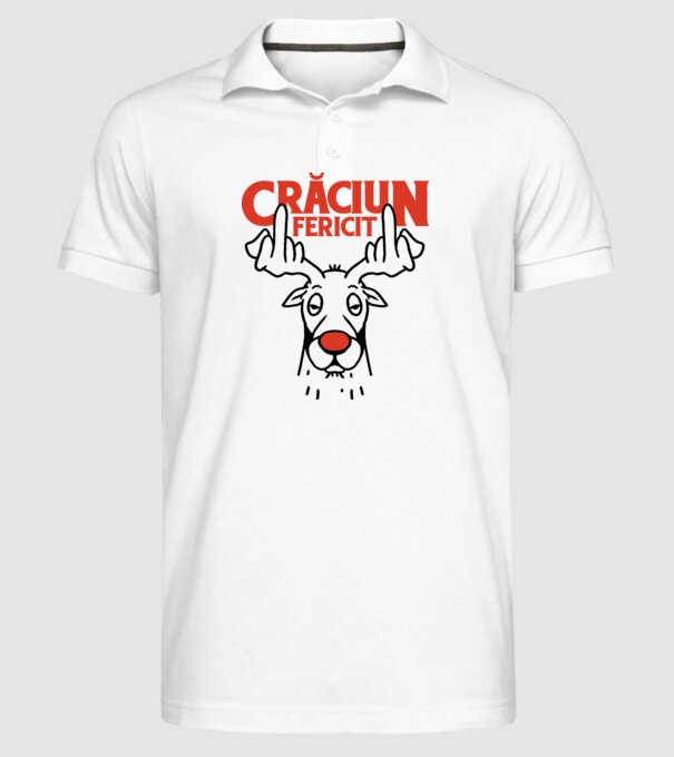Căprioară de Crăciun antisocială model alb pe tricou