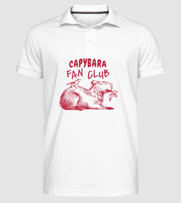 Capybara fan club model alb pe tricou