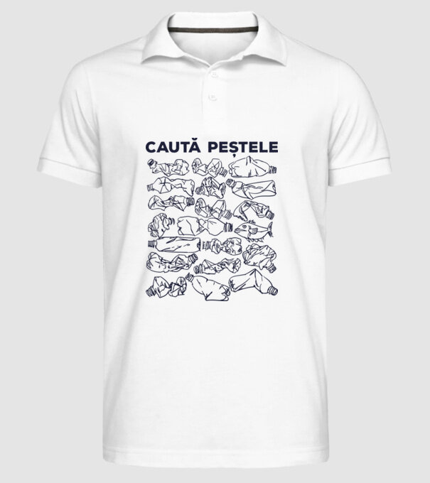 Caută peștele model alb pe tricou