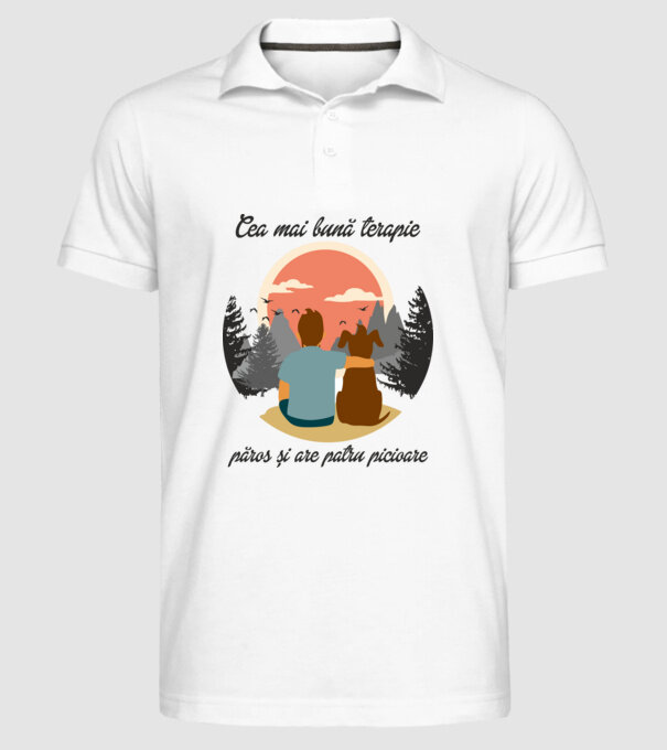 cea mai bună terapie - păros și are patru picioare model alb pe tricou