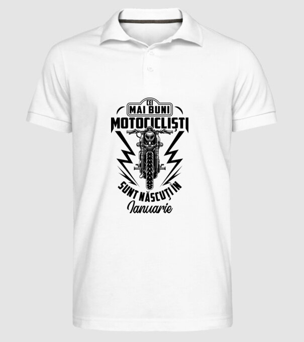 Cei mai buni motocicliști sunt născuți în Ianuarie model alb pe tricou
