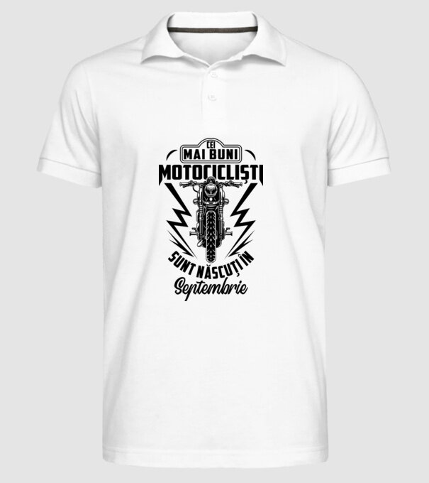 Cei mai buni motocicliști sunt născuți în Septembrie model alb pe tricou