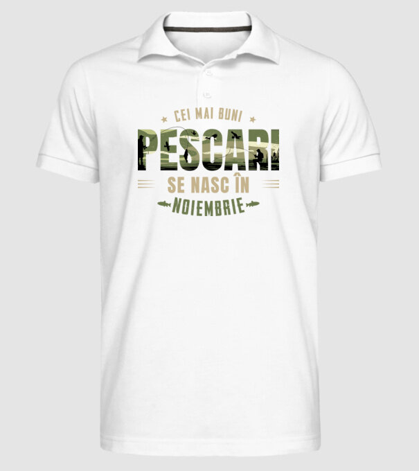 Cei mai buni pescari se nasc în noiembrie model alb pe tricou