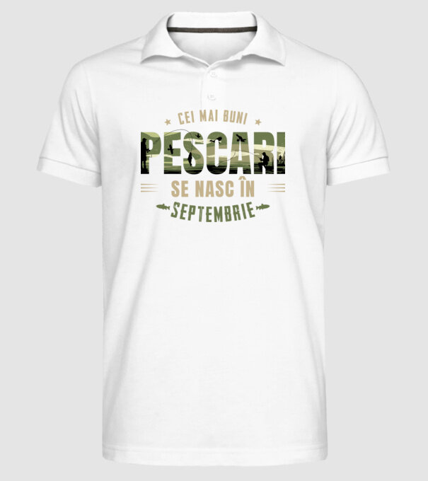 Cei mai buni pescari se nasc în septembrie model alb pe tricou