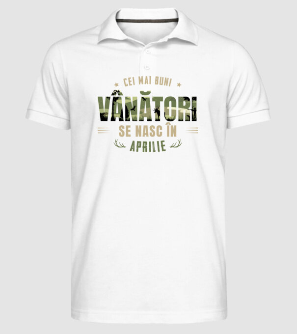 Cei mai buni vânători se nasc în aprilie model alb pe tricou