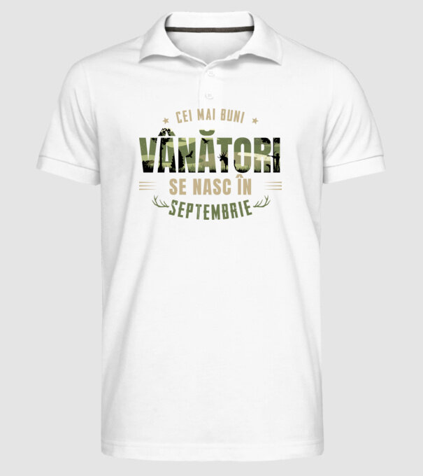 Cei mai buni vânători se nasc în septembrie model alb pe tricou