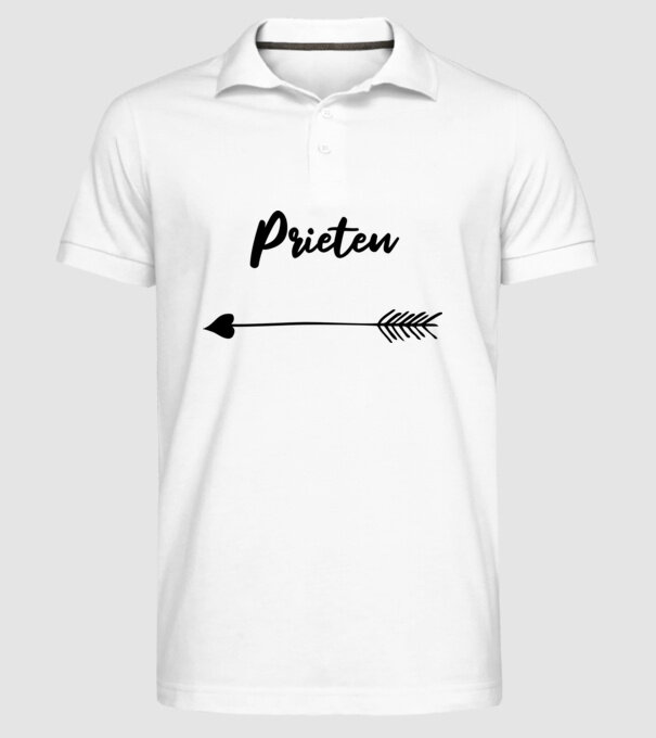 prieten model alb pe tricou