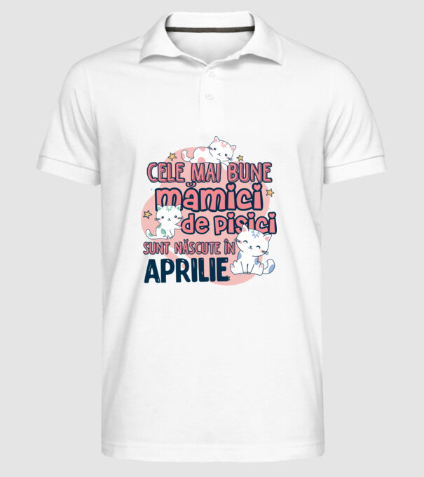 Cele mai bune mămici de pisici Aprilie model alb pe tricou