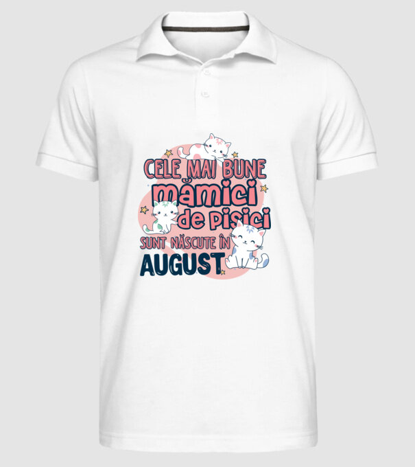 Cele mai bune mămici de pisici August model alb pe tricou