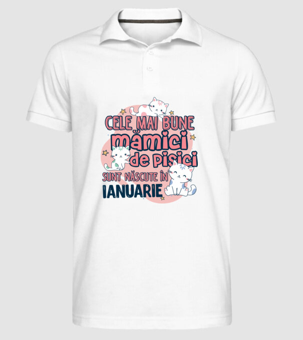Cele mai bune mămici de pisici ianuarie model alb pe tricou