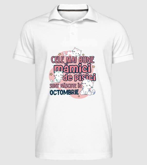 Cele mai bune mămici de pisici octombrie model alb pe tricou