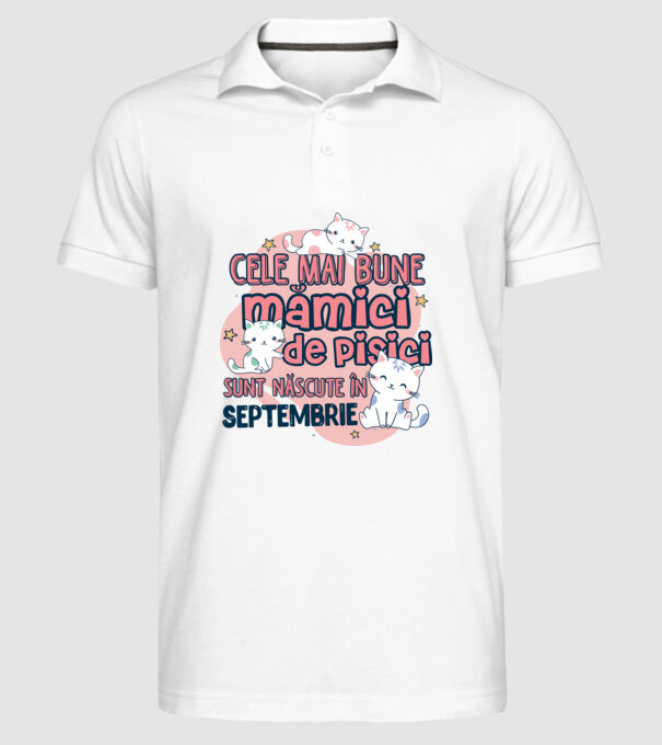 Cele mai bune mămici de pisici Septembrie model alb pe tricou