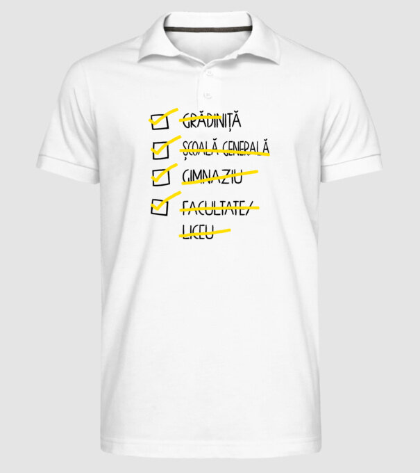 Cheklist educație - Facultate alb model alb pe tricou