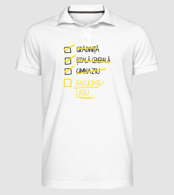 Cheklist educație - Gimnaziu alb model alb pe tricou