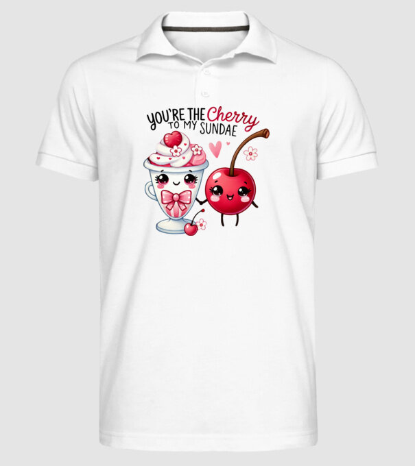 Cherry to my Sunday model alb pe tricou