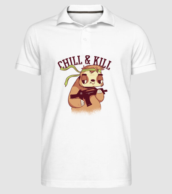 chill and kill model alb pe tricou