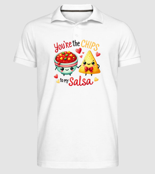 Chips to my Salsa model alb pe tricou