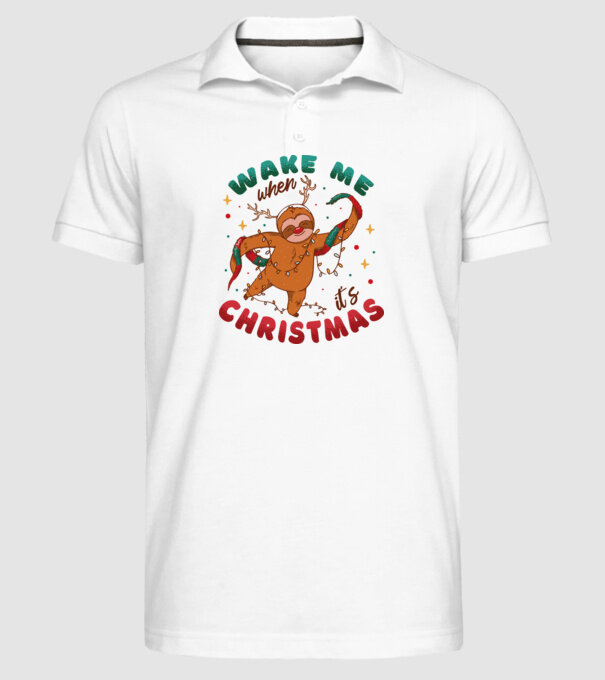 Christmas Sloth model alb pe tricou