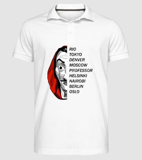 classic logo money heist white model alb pe tricou