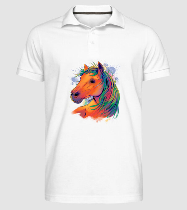 Colorful Horse model alb pe tricou