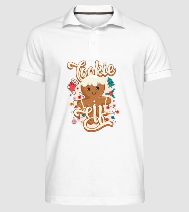 Cookie elf model alb pe tricou