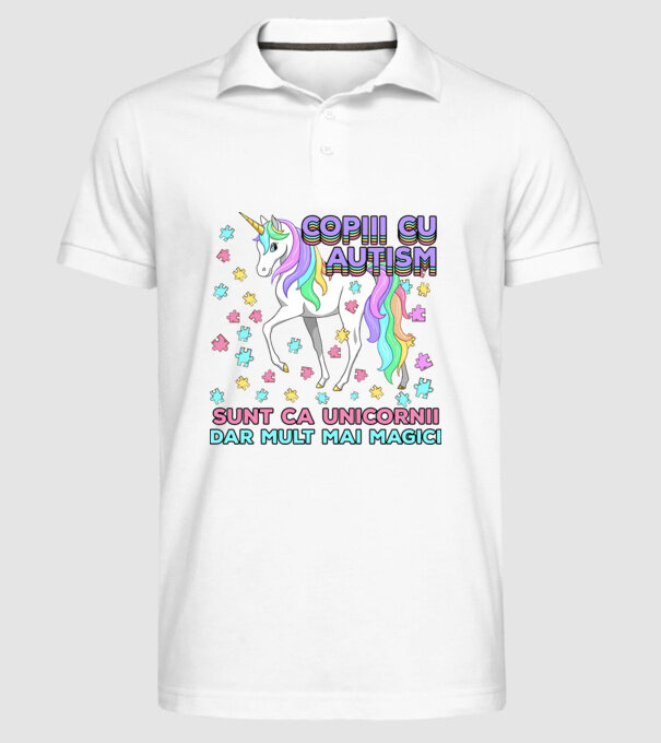 Copiii cu autism sunt ca unicornii, dar mult mai magici model alb pe tricou