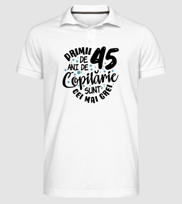 Copilărie 45 de ani model alb pe tricou