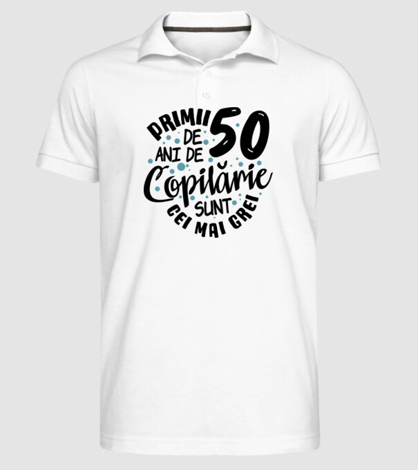 Copilărie 50 de ani model alb pe tricou