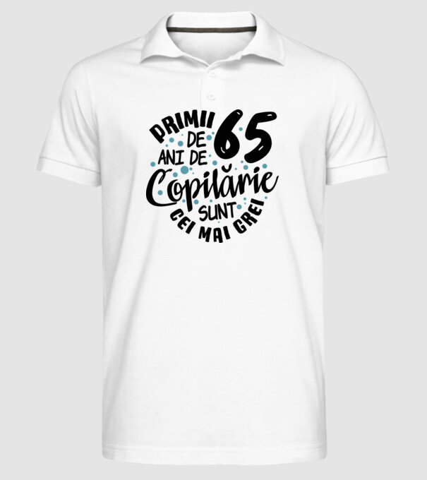 Copilărie 65 de ani model alb pe tricou