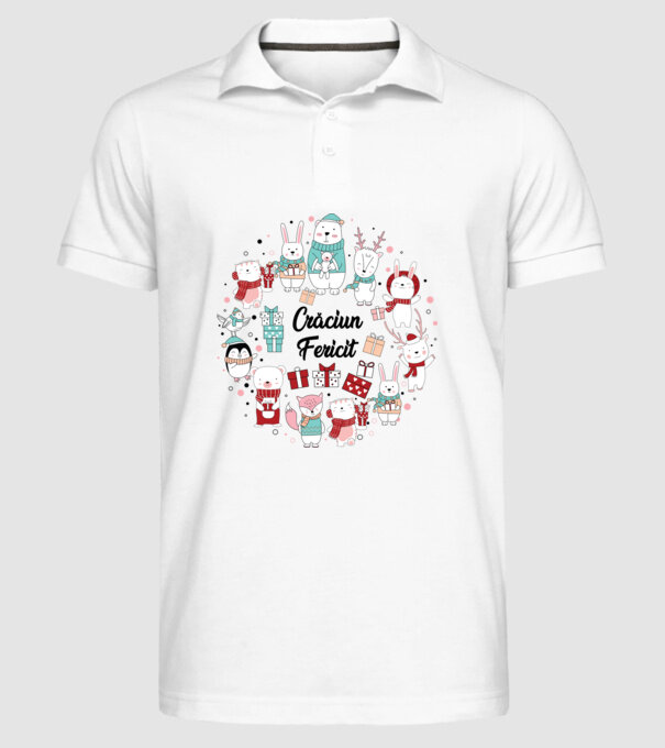 Crăciun Fericit model alb pe tricou