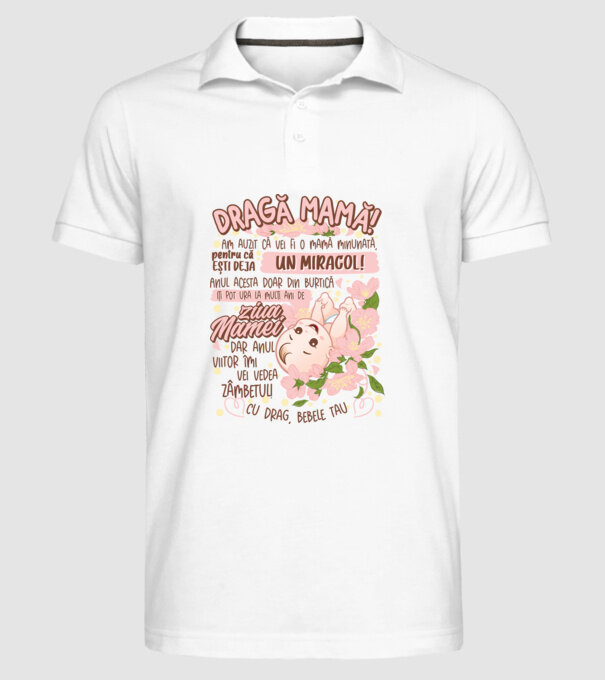 Cu drag, bebele tău model alb pe tricou
