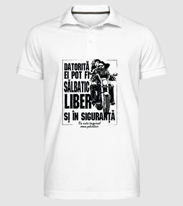 datorită lui pot fi sălbatică, liberă și în siguranță - el este îngerul meu păzitor model alb pe tricou