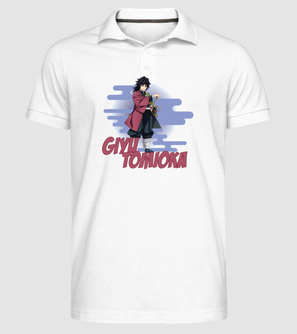 Demon Slayer Giyu model alb pe tricou