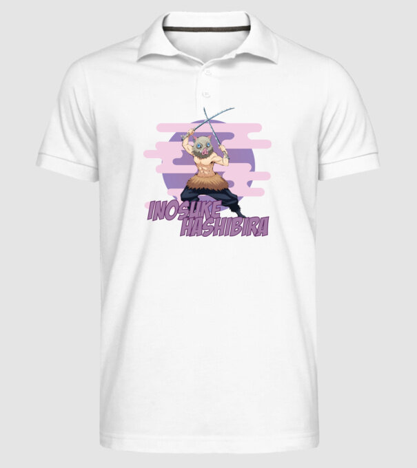 Demon Slayer Inosuke model alb pe tricou