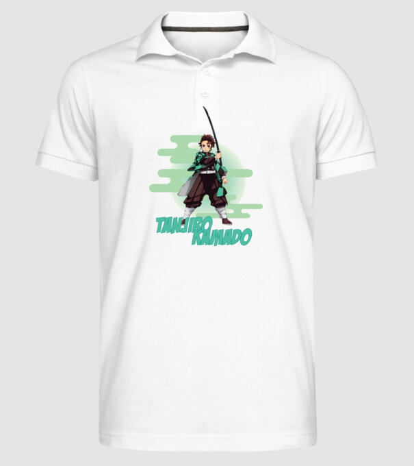 Demon Slayer Tanjiro model alb pe tricou