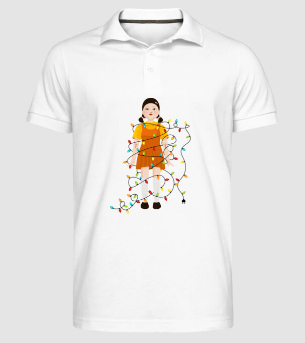 doll squid game model alb pe tricou