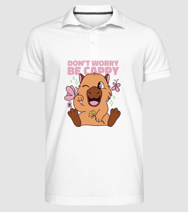Don't worry be cappy - capibară model alb pe tricou