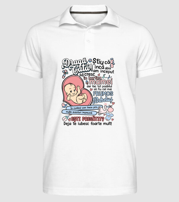 Dragă tată model alb pe tricou